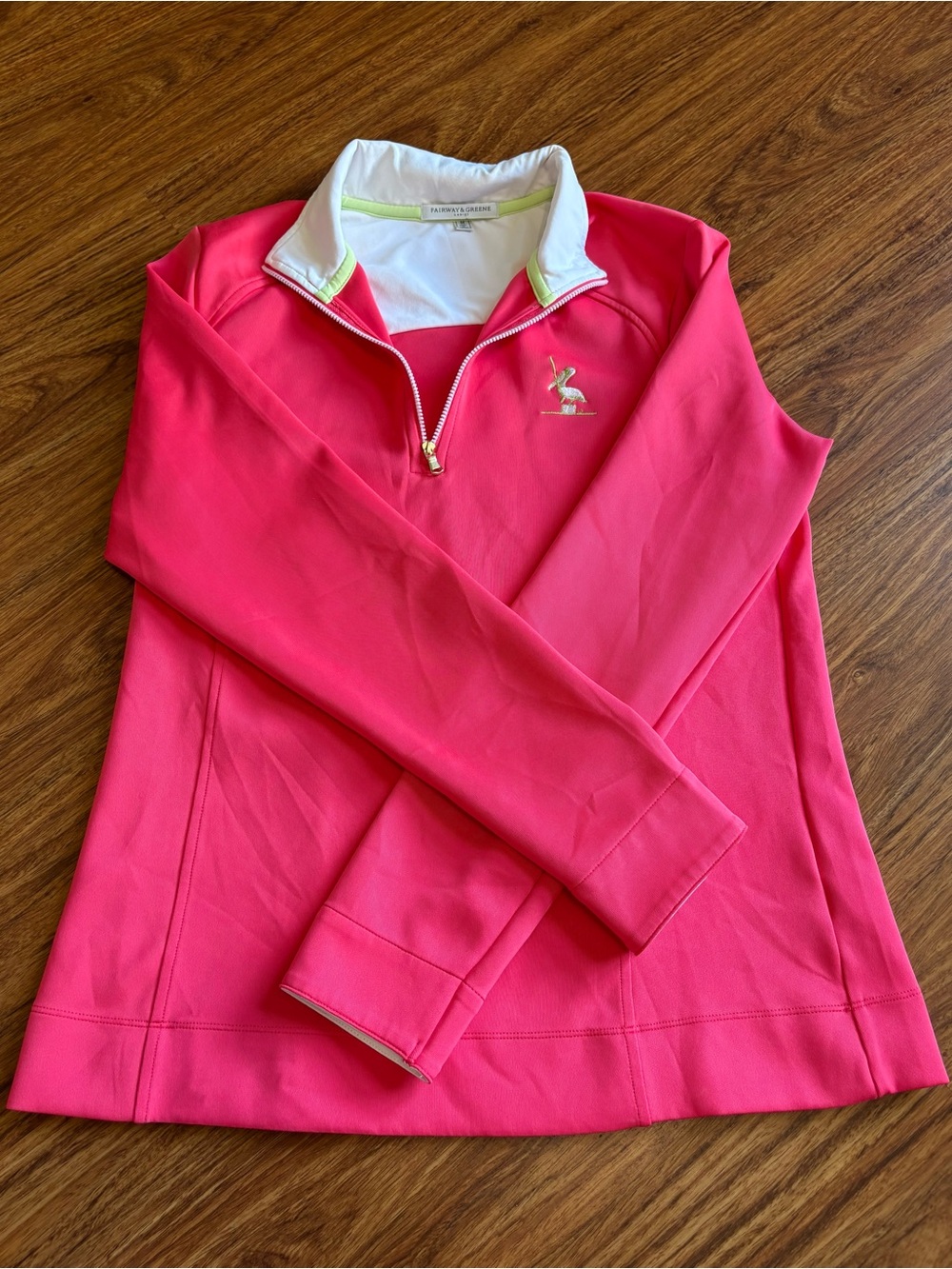 Fairway & Greene Pink V-Neck Pullover with White Trim